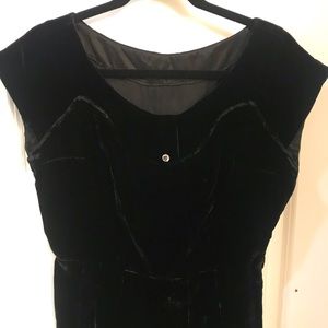 Vintage Velvet Little Black Dress with Rhinestone